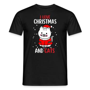 J’aime Noël et Chats Chat Noël - T-shirt homme - noir - Devant - AI Model Male 178 light (178cm)