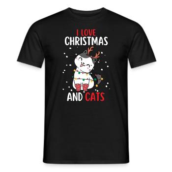 J’aime Noël et Chats Chat Noël - T-shirt homme - noir - Devant - AI Model Male 178 light (178cm)