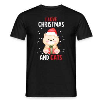 I Love Christmas and Cats Cat Christmas - Men's T-Shirt - black - Front - AI Model Male 178 light (178cm)