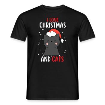 J’aime Noël et Chats Chat Noël - T-shirt homme - noir - Devant - AI Model Male 178 light (178cm)