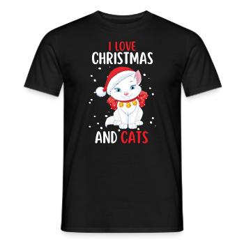 I Love Christmas and Cats Cat Christmas - Men's T-Shirt - black - Front - AI Model Male 178 light (178cm)