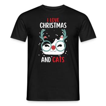 J’aime Noël et Chats Chat Noël - T-shirt homme - noir - Devant - AI Model Male 178 light (178cm)