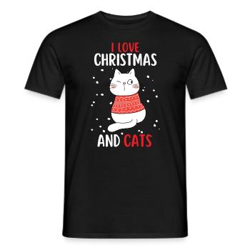 J’aime Noël et Chats Chat Noël - T-shirt homme - noir - Devant - AI Model Male 178 light (178cm)