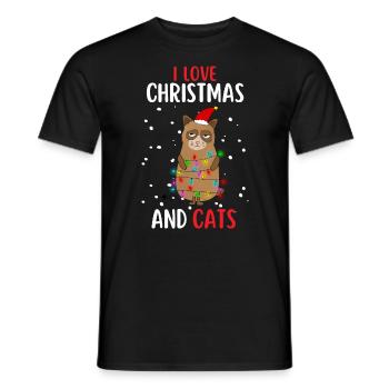 J’aime Noël et Chats Chat Noël - T-shirt homme - noir - Devant - AI Model Male 178 light (178cm)