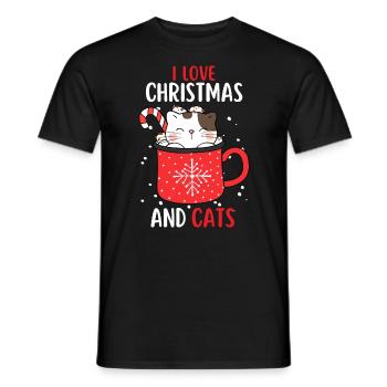 J’aime Noël et Chats Chat Noël - T-shirt homme - noir - Devant - AI Model Male 178 light (178cm)