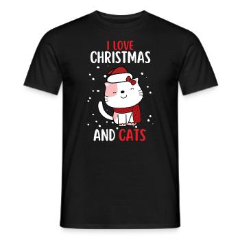 I Love Christmas and Cats Cat Christmas - Men's T-Shirt - black - Front - AI Model Male 178 light (178cm)