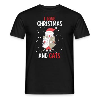 J’aime Noël et Chats Chat Noël - T-shirt homme - noir - Devant - AI Model Male 178 light (178cm)