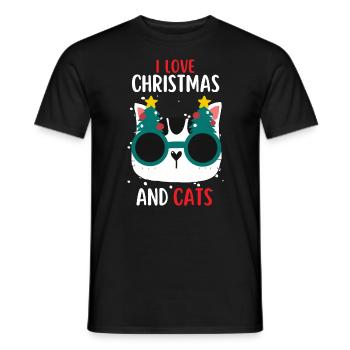 I Love Christmas and Cats Cat Christmas - Men's T-Shirt - black - Front - AI Model Male 178 light (178cm)