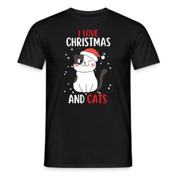 I Love Christmas and Cats Cat Christmas - Men's T-Shirt - black - Front - AI Model Male 178 light (178cm)