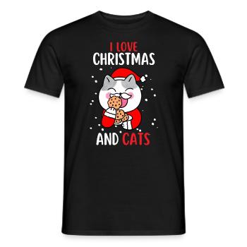 J’aime Noël et Chats Chat Noël - T-shirt homme - noir - Devant - AI Model Male 178 light (178cm)