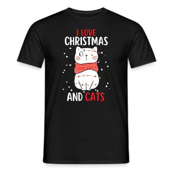 I Love Christmas and Cats Cat Christmas - Men's T-Shirt - black - Front - AI Model Male 178 light (178cm)