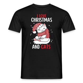 I Love Christmas and Cats Cat Christmas - Men's T-Shirt - black - Front - AI Model Male 178 light (178cm)