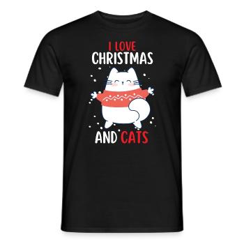 I Love Christmas and Cats Cat Christmas - Men's T-Shirt - black - Front - AI Model Male 178 light (178cm)