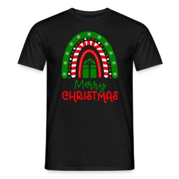 Weihnachten Regenbogen Frohe Weihnachten - Männer T-Shirt - Schwarz - Vorne - AI Model Male 178 light (178cm)