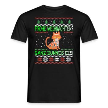 Frohe Weihnachten Dünnes Eis Heiligabend Katze - Männer T-Shirt - Schwarz - Vorne - AI Model Male 178 light (178cm)