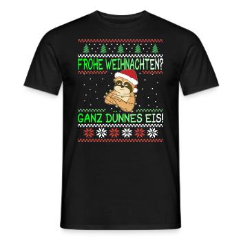 Frohe Weihnachten Dünnes Eis Faultier Geschenk - Männer T-Shirt - Schwarz - Vorne - AI Model Male 178 light (178cm)