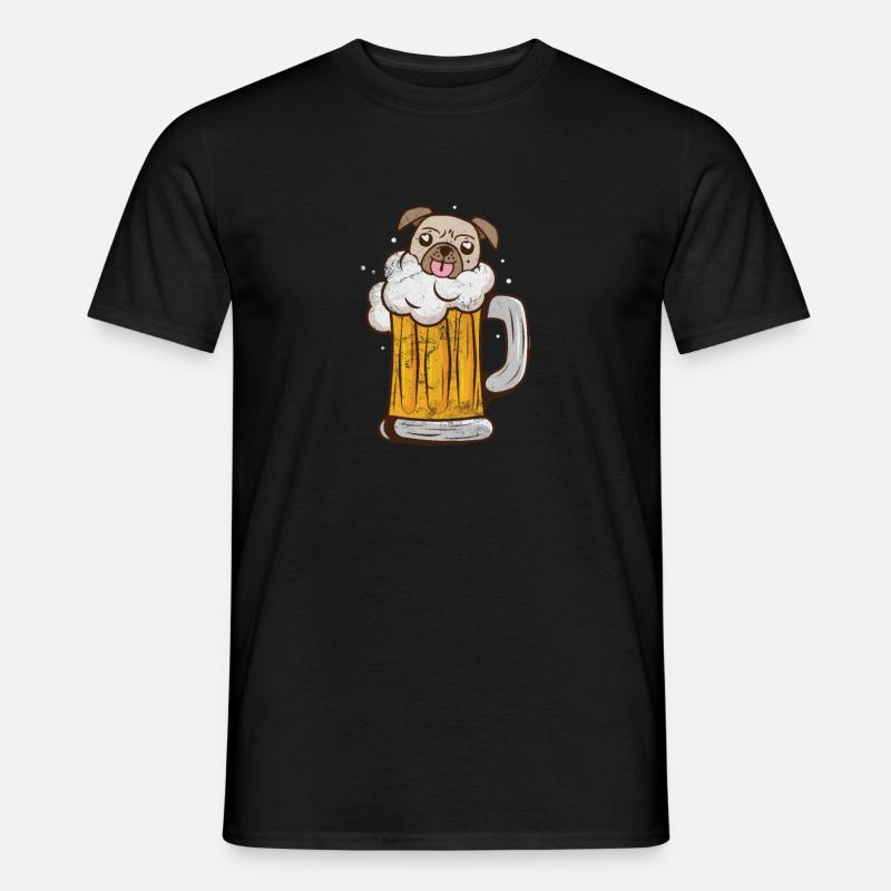 Mops Bier - Männer T-Shirt - Schwarz
