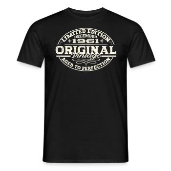 Original December 1961 61st birthday gift - Men's T-Shirt - black - Front - AI Model Male 178 light (178cm)
