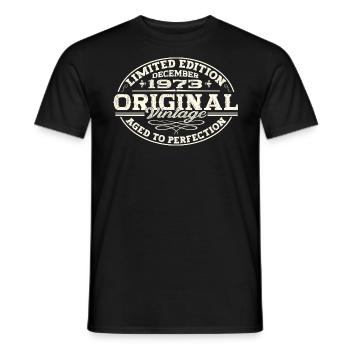 Original December 1973 49th birthday gift - Men's T-Shirt - black - Front - AI Model Male 178 light (178cm)