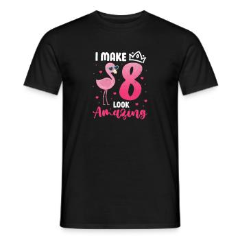 8th birthday Flamingo - Men's T-Shirt - black - Front - AI Model Male 178 light (178cm)