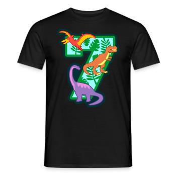 Dinosaure 7ème fête d’anniversaire numéro 7 - 7 ans - T-shirt homme - noir - Devant - AI Model Male 178 light (178cm)