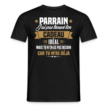 Parrain j'ai pas trouvé ton cadeau, Humour parrain - T-shirt homme - noir - Devant - AI Model Male 178 light (178cm)