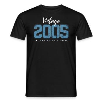 18 ans millésime 2005 rétro 18ème anniversaire - T-shirt homme - noir - Devant - AI Model Male 178 light (178cm)