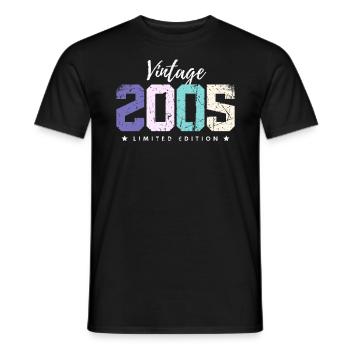 18 ans millésime 2005 rétro 18ème anniversaire - T-shirt homme - noir - Devant - AI Model Male 178 light (178cm)