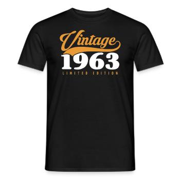 60 ans nés en 1963 rétro 60e anniversaire - T-shirt homme - noir - Devant - AI Model Male 178 light (178cm)