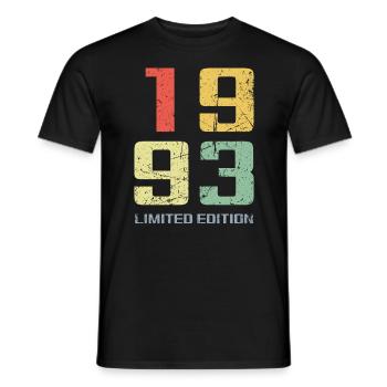 30 ans né en 1993 rétro 30e anniversaire - T-shirt homme - noir - Devant - AI Model Male 178 light (178cm)