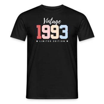 30 ans né en 1993 rétro 30e anniversaire - T-shirt homme - noir - Devant - AI Model Male 178 light (178cm)