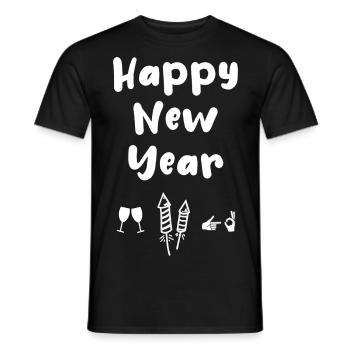 Bonne année Réveillon du Nouvel An - T-shirt homme - noir - Devant - AI Model Male 178 light (178cm)