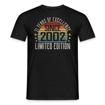 Édition Limitée 2002 21ème Cadeau Anniversaire - T-shirt homme - noir - Devant - AI Model Male 178 light (178cm)