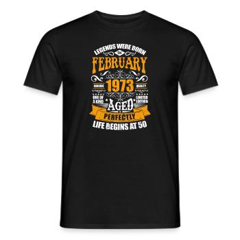 February 1973 - Men's T-Shirt - black - Front - AI Model Male 178 light (178cm)