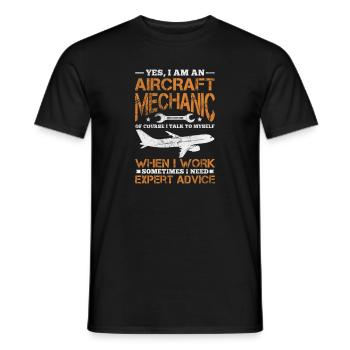 Aircraft Mechanic Aviation Airplane Gift - Men's T-Shirt - black - Front - AI Model Male 178 light (178cm)