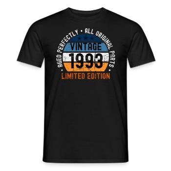 30th birthday vintage 1993 - Men's T-Shirt - black - Front - AI Model Male 178 light (178cm)