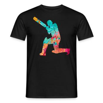 Cricket-Spieler in Popart - Männer T-Shirt - Schwarz - Vorne - AI Model Male 178 light (178cm)