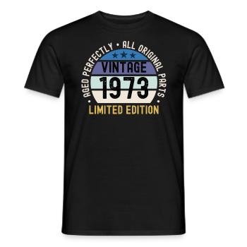 50th birthday Vintage 1973 - Men's T-Shirt - black - Front - AI Model Male 178 light (178cm)
