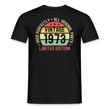 50th birthday Vintage 1973 - Men's T-Shirt - black - Front - AI Model Male 178 light (178cm)