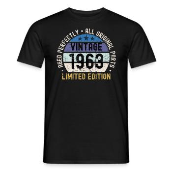 60th birthday vintage 1963 - Men's T-Shirt - black - Front - AI Model Male 178 light (178cm)