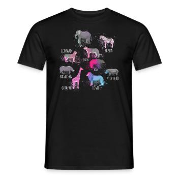 tiere,wilde tiere,zebra,löwe,elefant,bär,zoo,leopa - Männer T-Shirt - Schwarz - Vorne - AI Model Male 178 light (178cm)