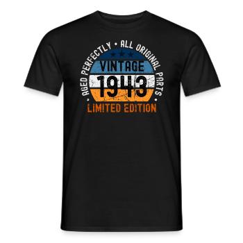 80th birthday vintage 1943 - Men's T-Shirt - black - Front - AI Model Male 178 light (178cm)
