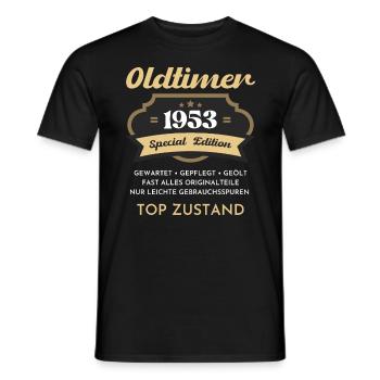 70th birthday vintage 1953 - Men's T-Shirt - black - Front - AI Model Male 178 light (178cm)