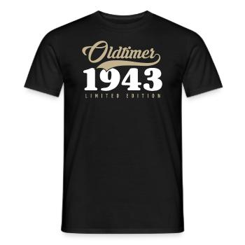80th birthday vintage 1943 - Men's T-Shirt - black - Front - AI Model Male 178 light (178cm)