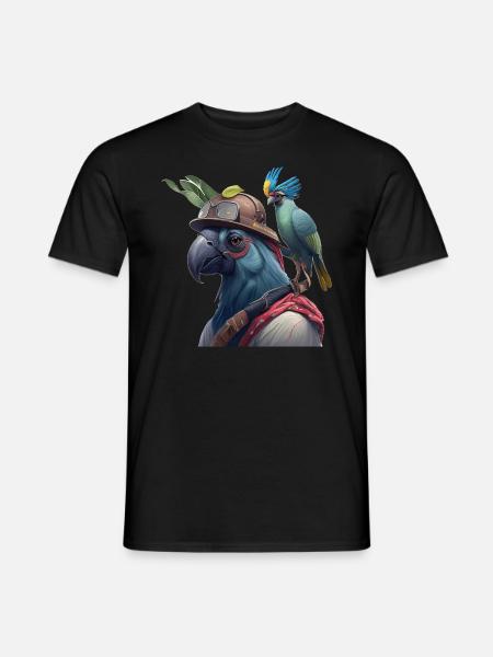 Papageienkopf Geschenk - Männer T-Shirt - Schwarz