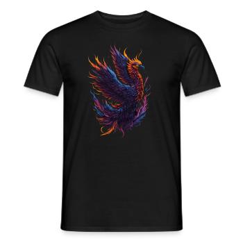 Mythical Phoenix Bird with Flames - Men's T-Shirt - black - Front - AI Model Male 178 light (178cm)