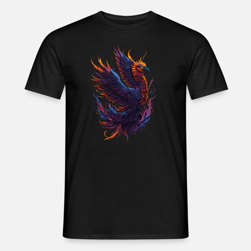 Mythical Phoenix Bird with Flames - Men's T-shirt - black