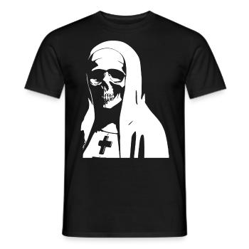 Fearless and Mysterious Supernatural Nun T-Shirts - Men's T-Shirt - black - Front - AI Model Male 178 light (178cm)