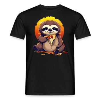 Pizza Faultier im Sonnenuntergang - Männer T-Shirt - Schwarz - Vorne - AI Model Male 178 light (178cm)