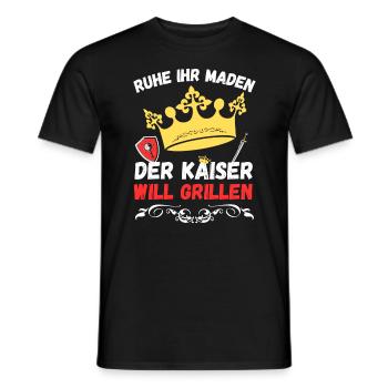 Ruhe ihr Maden der Kaiser will grillen - Männer T-Shirt - Schwarz - Vorne - AI Model Male 178 light (178cm)